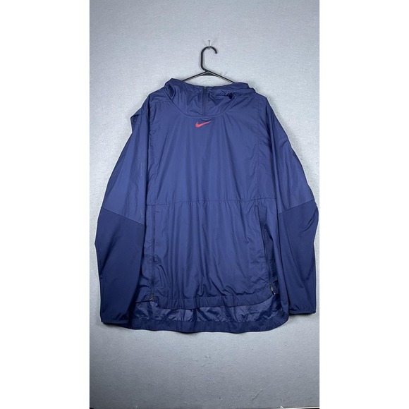 Nike Jacket Mens XL Blue Hooded Pullover Windbreaker Half Zip Athletic Running - Picture 1 of 9